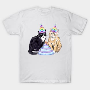 Cats in party hat with cake T-Shirt